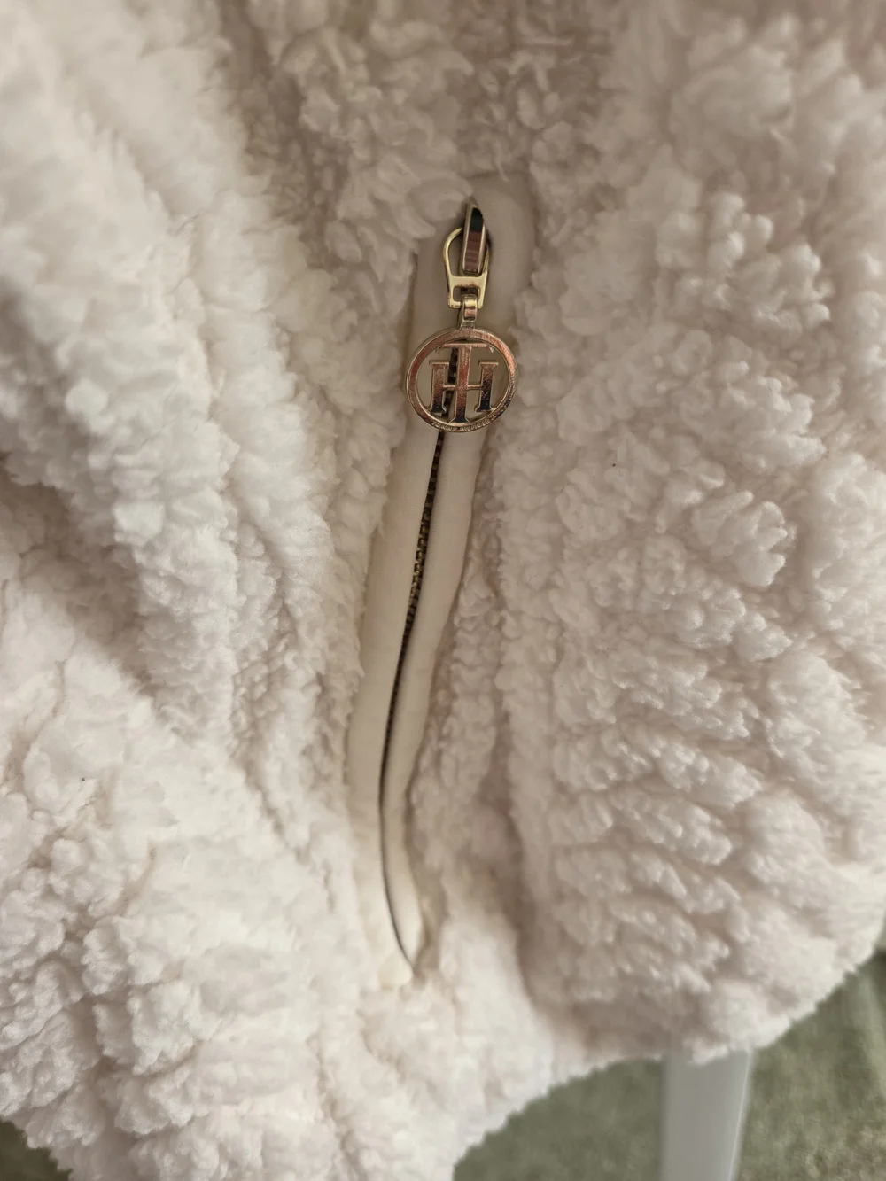 Tommy Hilfiger Cream Sherpa-Lined Zip Jacket
